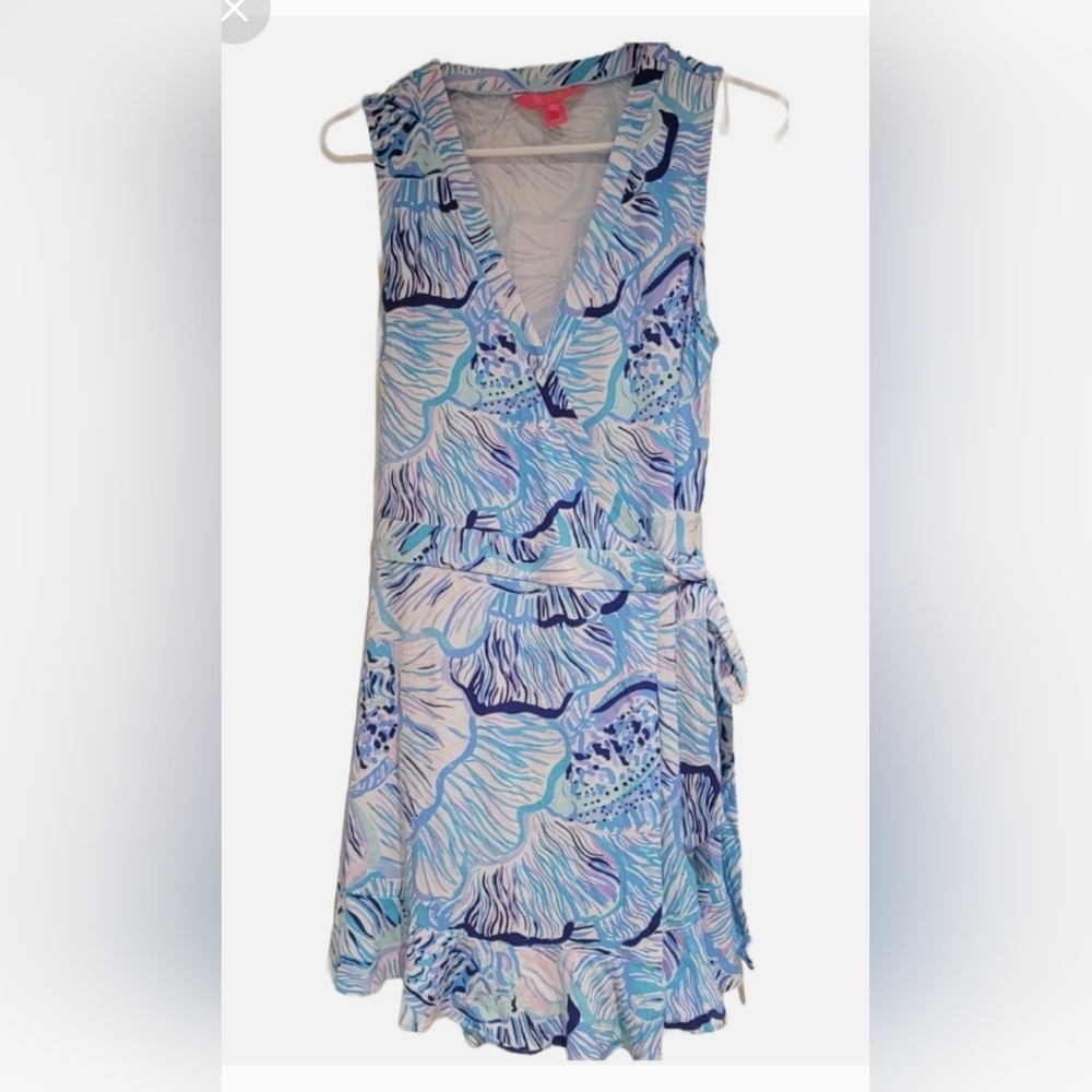 Lilly Pulitzer Rilla Wrap Romper Skort  in "Fishful Thinking" Blue,  Size M